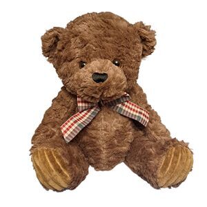 Walgreens Brown Plush Soft Hug Bear 10 Inch Plaid Bow